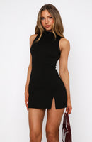 Never Felt Alone High Neck Mini Dress Black