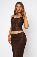 Love Galore Sequin Knit Top Chocolate