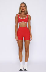 Keep Up High Waisted Shorts Red