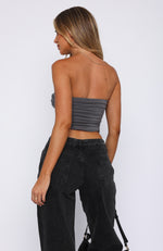 Sweet Escape Strapless Top Charcoal