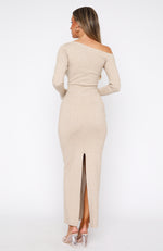 Fall On Me Long Sleeve Maxi Dress Beige