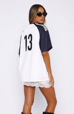 On The Same Team Oversized Jersey White/Navy