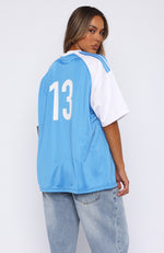 On The Same Team Oversized Jersey Blue/White