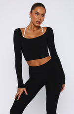 Can't Lose Long Sleeve Crop Black