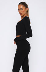 Can't Lose Long Sleeve Crop Black