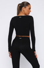 Can't Lose Long Sleeve Crop Black