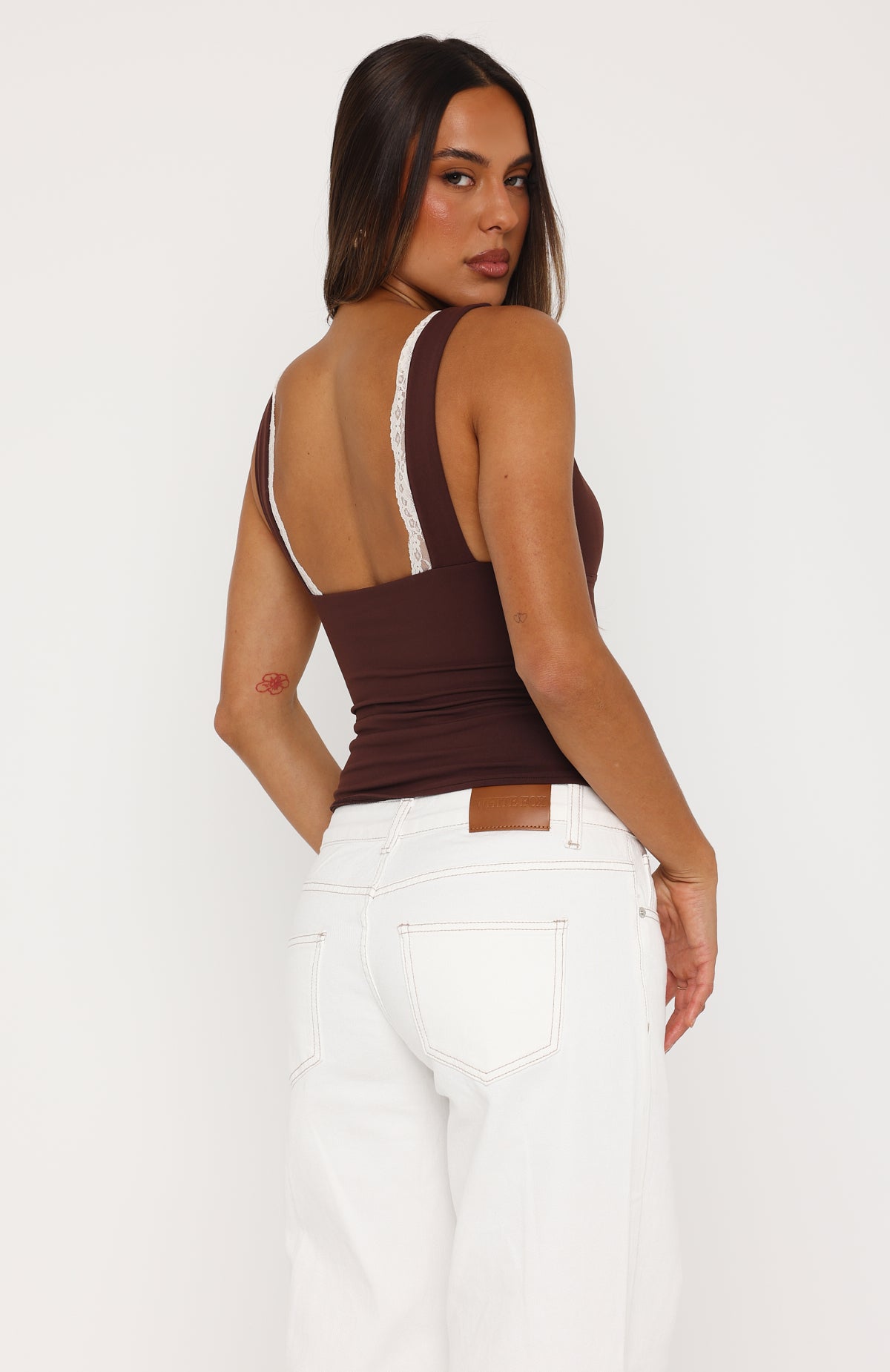 Key To My Heart Lace Trim Top Chocolate/Cream | White Fox Boutique