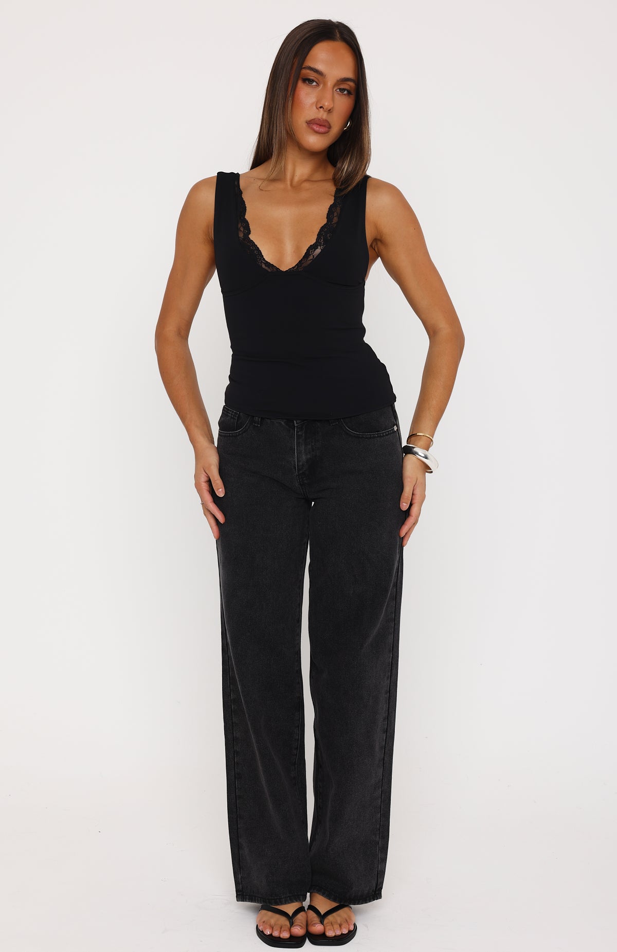 Key To My Heart Lace Trim Top Black | White Fox Boutique