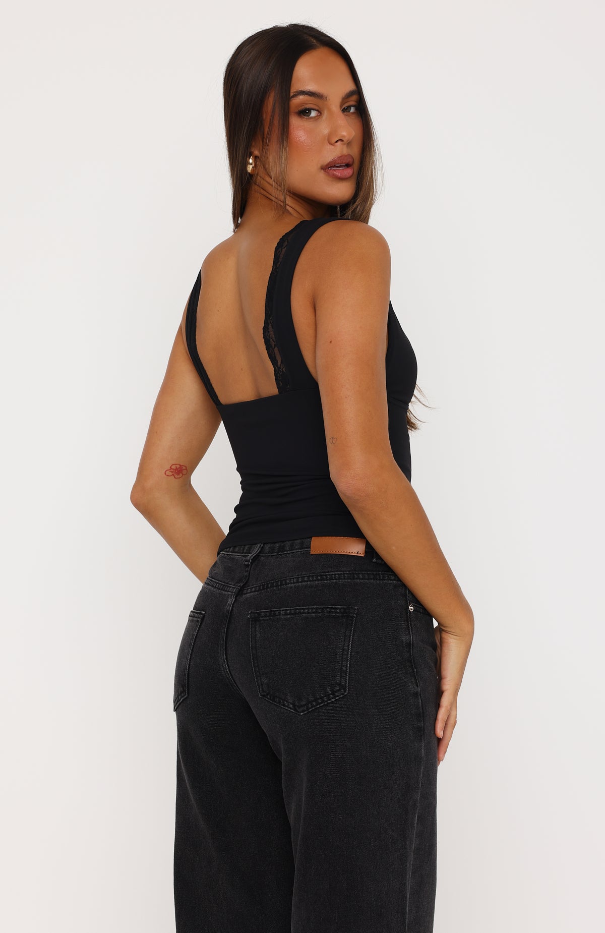 Key To My Heart Lace Trim Top Black | White Fox Boutique