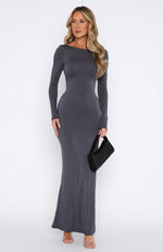 As You Are Long Sleeve Maxi Dress Charcoal