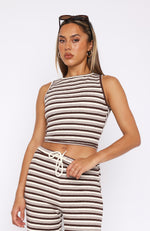 So Much Drama Striped Tank Top Brown