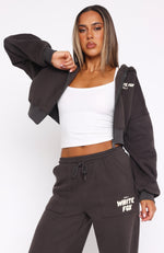 Offstage Cropped Zip Hoodie Shadow