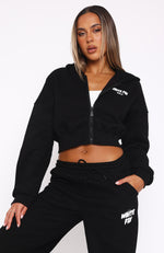 Offstage Cropped Zip Hoodie Monochrome