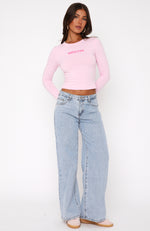 About A Girl Mid Rise Wide Leg Jeans Mid Blue