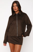 Like The Old Days Suede Jacket Chocolate