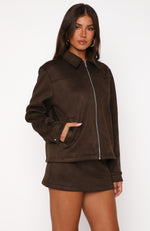 Like The Old Days Suede Jacket Chocolate