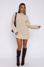 Fireside Long Sleeve Knit Dress Stone