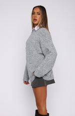 Everyone Wins Oversized Knit Sweater Grey