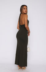 It's Only Fair Halter Maxi Dress Khaki