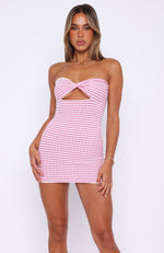 Plan It Out Strapless Mini Dress Pink/White