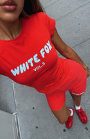 Offstage Ribbed Bike Shorts Cherry