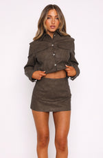 Hold Tight PU Mini Skirt Dark Chocolate