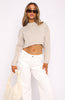 Slouch Around Cropped Knit Sweater Taupe