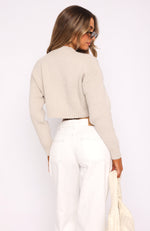 Slouch Around Cropped Knit Sweater Taupe