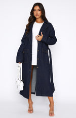 Switch Lanes Denim Trench Coat Dark Denim