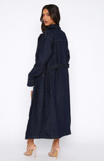 Switch Lanes Denim Trench Coat Dark Denim