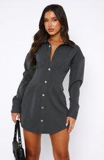 Love Scars Long Sleeve Mini Dress Charcoal