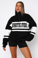 Decade Classics Varsity Zip Front Sweater Black/Grey Marle