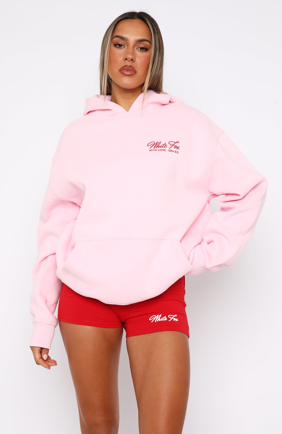 With Love & Kisses Oversized Hoodie Baby Pink | White Fox Boutique