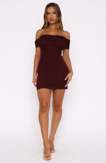 Got The Talent Off Shoulder Mini Dress Burgundy