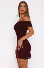 Got The Talent Off Shoulder Mini Dress Burgundy