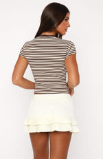 Low Effort Baby Tee Chocolate Stripe