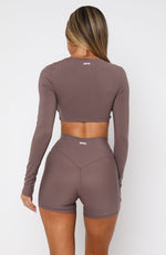 Over The Line Long Sleeve Crop Cocoa