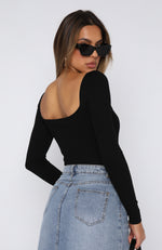 Pretty Picture Long Sleeve Bodysuit Black