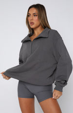 Chloe Zip Front Sweater Smoke
