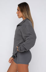 Chloe Zip Front Sweater Smoke