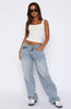 Bring The Style Low Rise Wide Leg Jeans Light Blue Wash