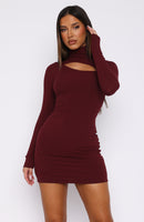 Light Up The Skies Long Sleeve Mini Dress Wine