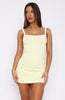 In This Moment Ribbed Mini Dress Lemon/White