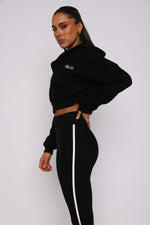 Stepping Out Cropped Hoodie Black