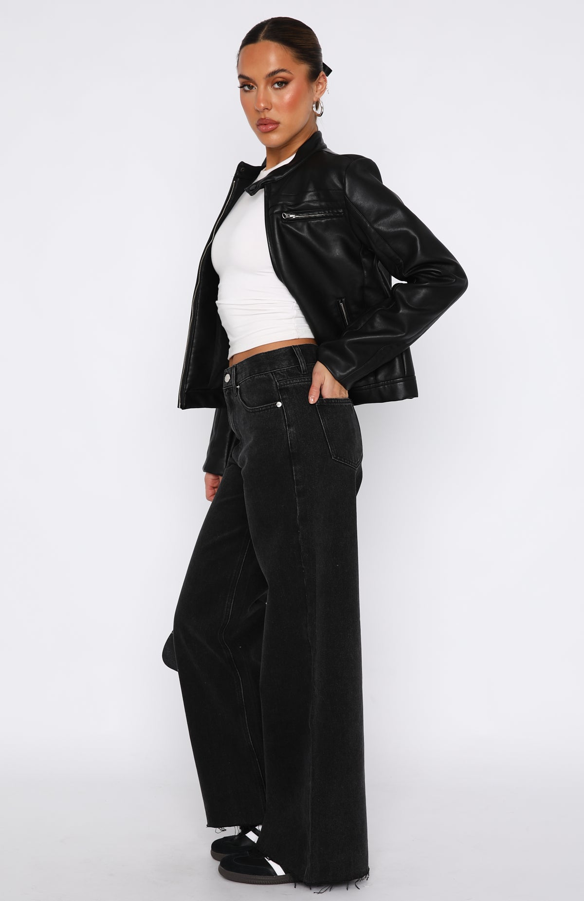 Call You Mine Mid Rise Wide Leg Jeans Washed Black | White Fox Boutique