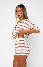 Behind The Scenes Striped Shorts Neutral Blush