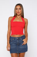 Out Of Touch Halter Top Red