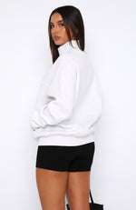 Just The Beginning Zip Front Sweater Grey Marle