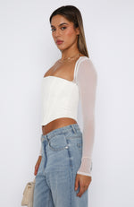 Notice Me Long Sleeve Bustier White