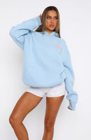 With Love & Kisses Oversized Hoodie Baby Blue